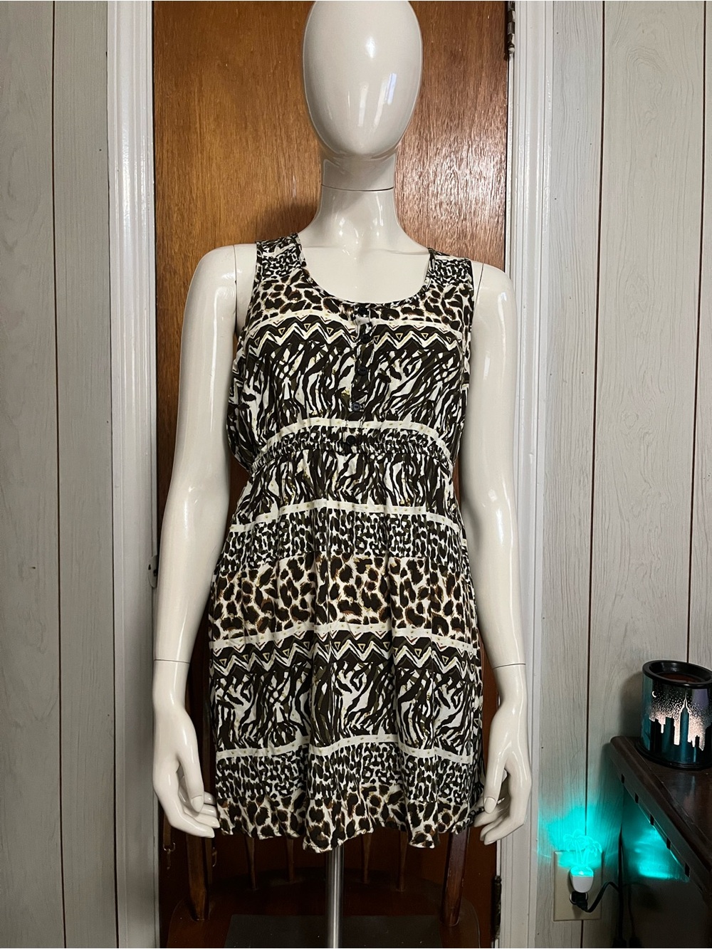 Rue21 Sleeveless Animal-Print Tank Dress in Brown and White
